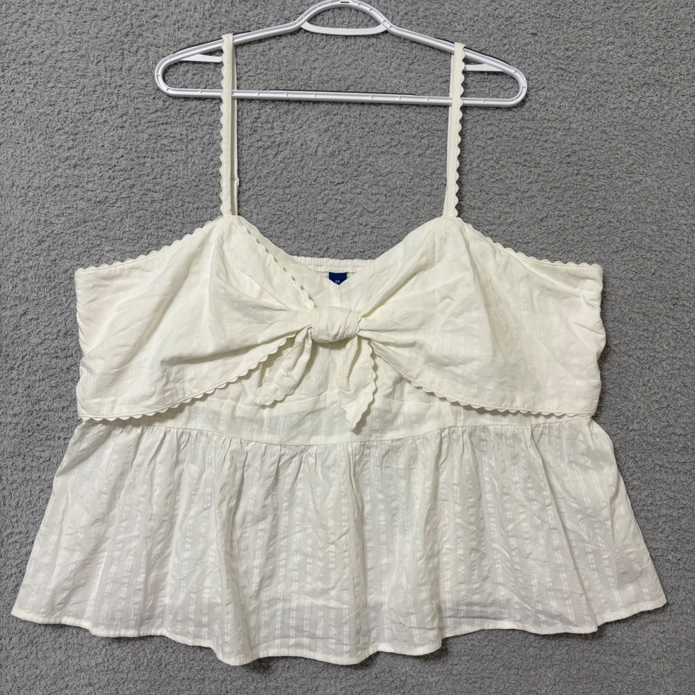 Lightweight Summer Peplum Cami Tank Top Bow Front‎ Flowy Elastic Back Size 3X